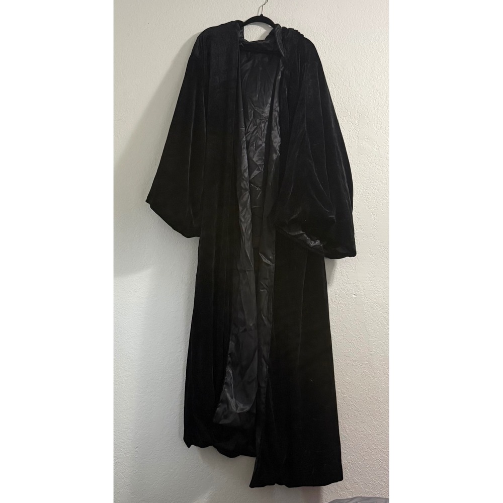 Black Velvet Hooded Cloak Long Satin Lined Cape Costume Cosplay Gothic One Size